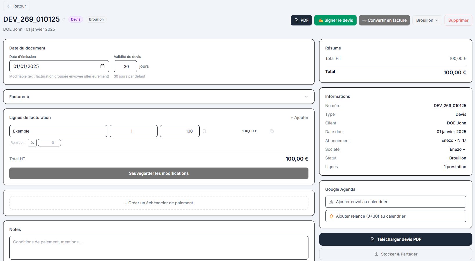 Aperçu du projet Espace client sur mesure